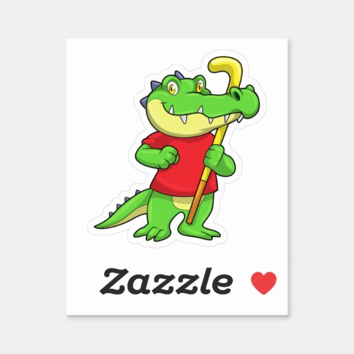 Crocodile at Field hockey with Stick Sticker