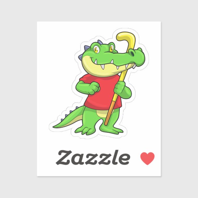 Crocodile at Field hockey with Stick Sticker (Sheet)