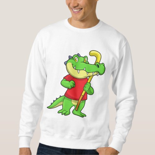 Crocodile at Field hockey with Stick Sweatshirt