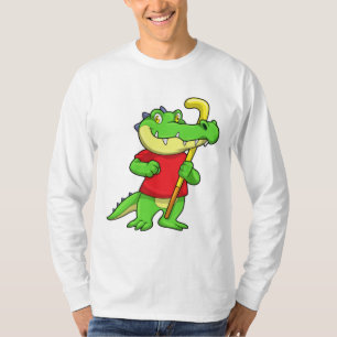 Crocodile at Field hockey with Stick T-Shirt