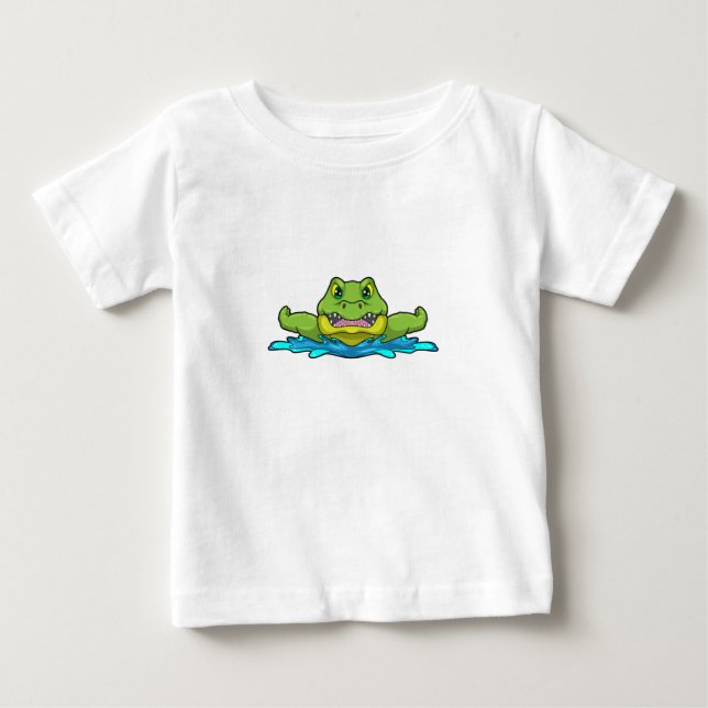 Crocodile at Swimming in Water Baby T-Shirt (Front)