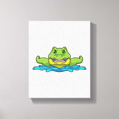 Crocodile at Swimming in Water Canvas Print