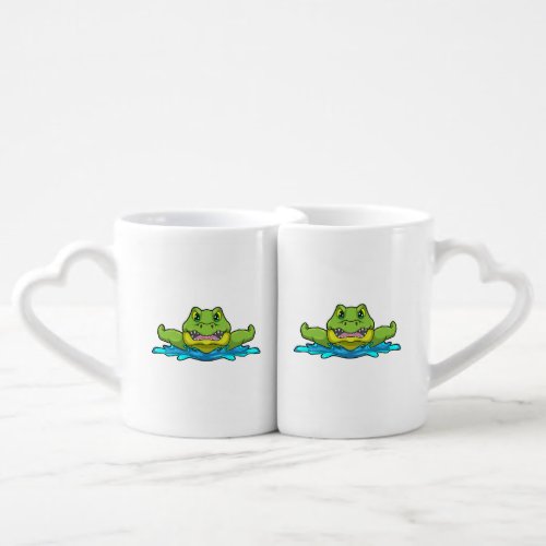 Crocodile at Swimming in Water Coffee Mug Set