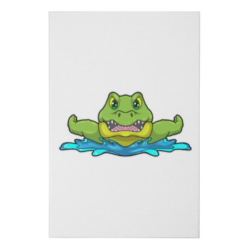 Crocodile at Swimming in Water Faux Canvas Print