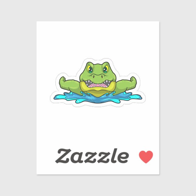 Crocodile at Swimming in Water Sticker (Sheet)