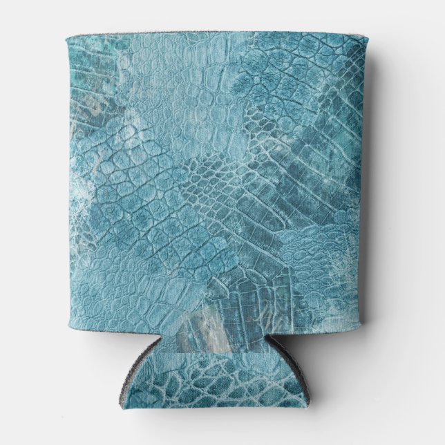 Crocodile Batik: Textured Fabric Art Can Cooler (Front)