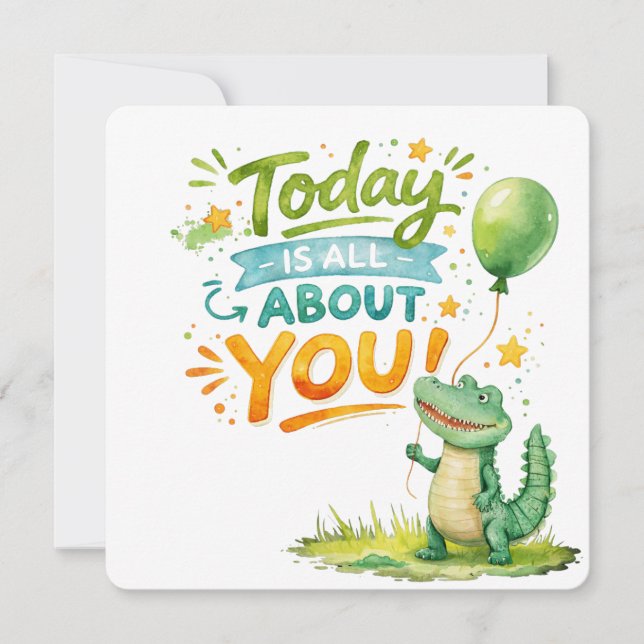 Crocodile Birthday Card for Kids (Front)