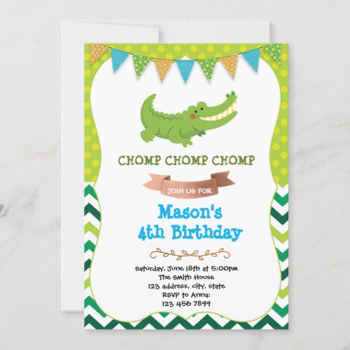 Crocodile birthday invitation