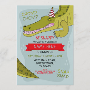 Crocodile Birthday Party Croc Alligator Swamp Invitation