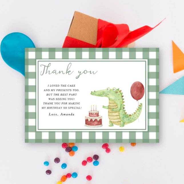 Crocodile birthday party thank you card (Creator Uploaded)