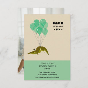 Crocodile Birthday Party with picture on back Invitation