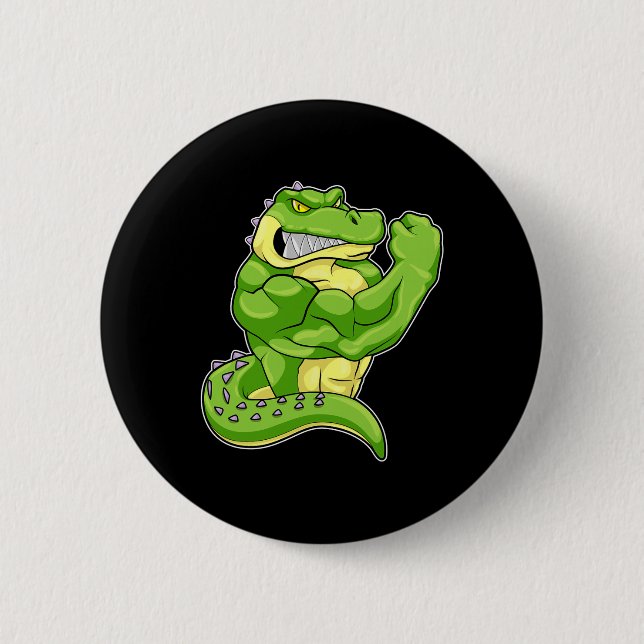 Crocodile Bodybuilder Bodybuilding Sports 1  Button (Front)
