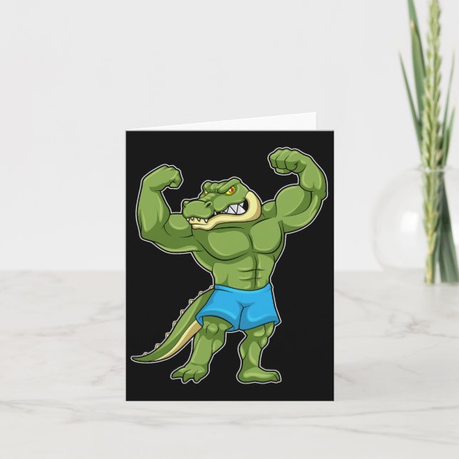 Crocodile Bodybuilder Bodybuilding Sports  Card (Front)