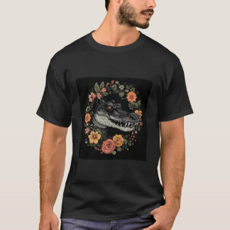 Crocodile Boho Flowers T-Shirt
