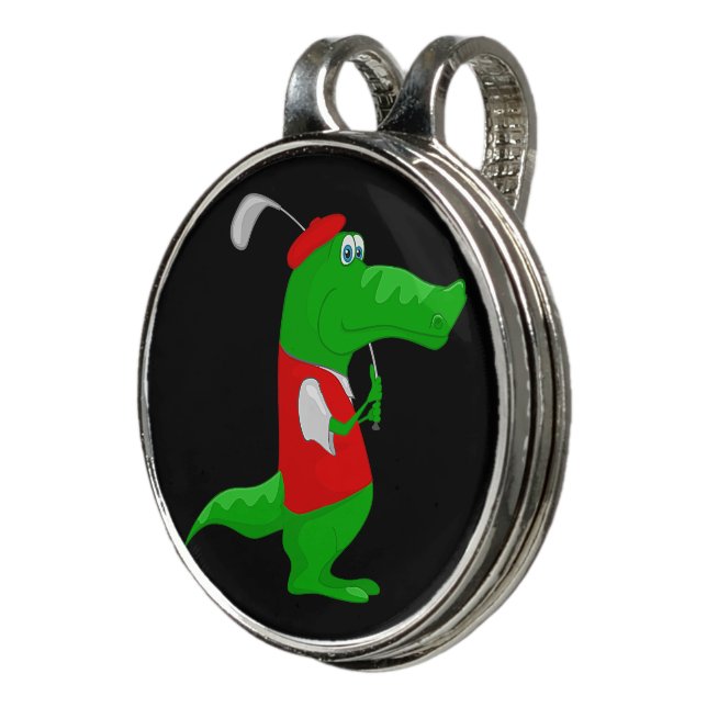 Crocodile Cartoon Golfer on Golf Hat Clip & Marker (3/4)