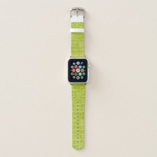 Crocodile Chartreuse Green Faux Leather Pattern Apple Watch Band