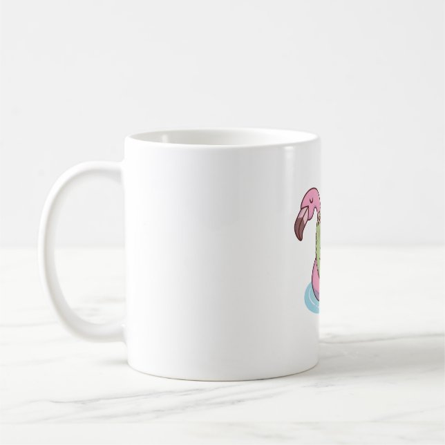 Crocodile Chilling On Flamingo Pool Float Coffee Mug (Left)