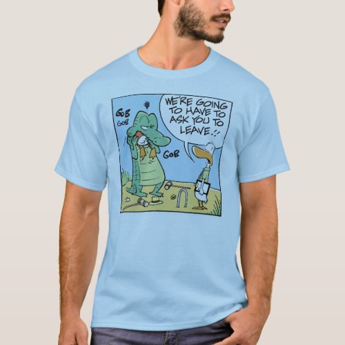 Crocodile Croquet Cartoon Humor T_Shirt
