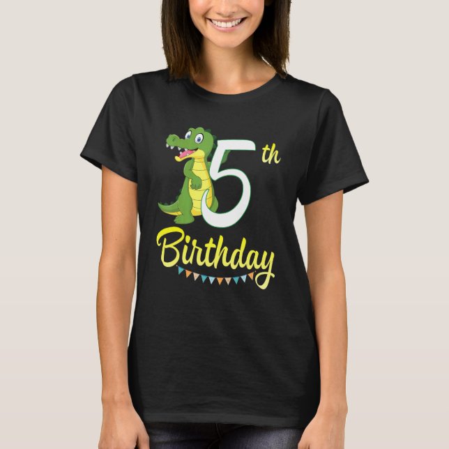 Crocodile Dancing Happy 5th Birthday To Me You 5 Y T-Shirt (Front)