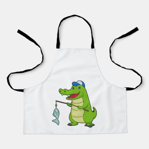 Crocodile Fishing Fisher Finshing rod Apron