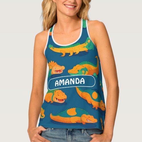 Crocodile Geometric Colorful Personalized Pattern Tank Top