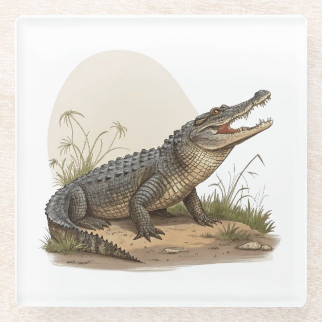 Crocodile Glass Coaster (Front)