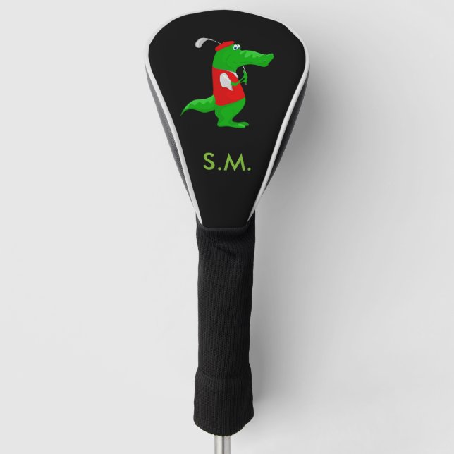 Crocodile Golfer & Initials Golf Club Driver Cover (Front)