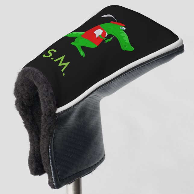 Crocodile Golfer & Initials Golf Club Putter Cover (3/4 Front)