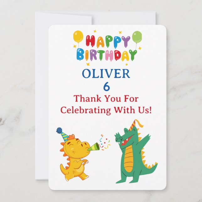 Crocodile & Hippo Thank You Card - Fun (Front)