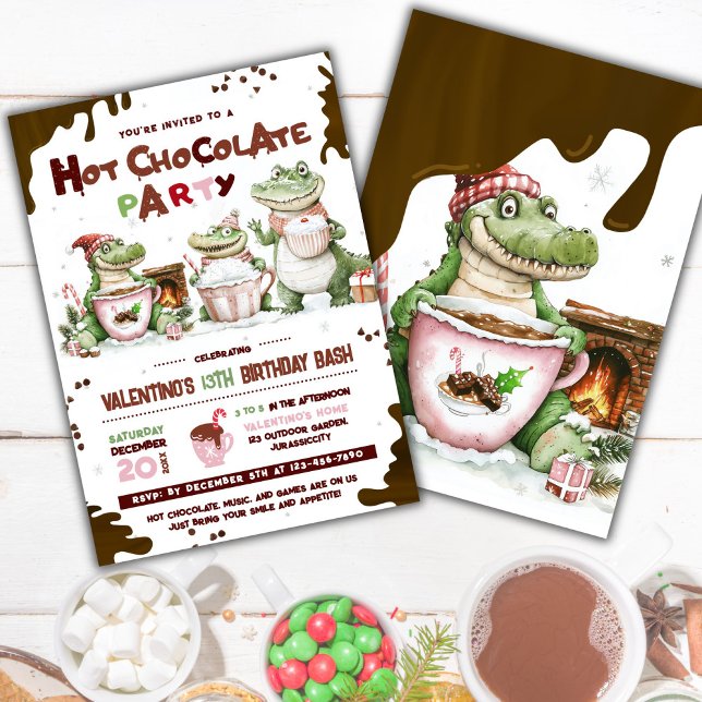 Crocodile Hot Chocolate 2 Party Birthday   Invitation (Creator Uploaded)