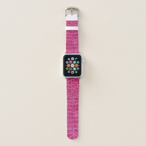 Crocodile Hot Pink Faux Leather Pattern Apple Watch Band