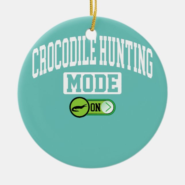 Crocodile Hunting Mode on Alligators Hunter Ceramic Ornament (Front)
