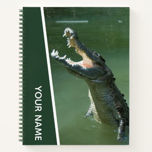 Crocodile Jumping out of the Water Green Notebook