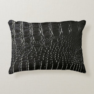 CROCODILE LEATHER ACCENT PILLOW