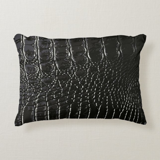 CROCODILE LEATHER ACCENT PILLOW (Front)