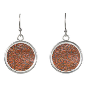 crocodile leather fake look earrings