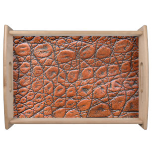 crocodile leather fake look serving tray