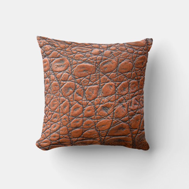 crocodile leather fake look throw pillow (Front)