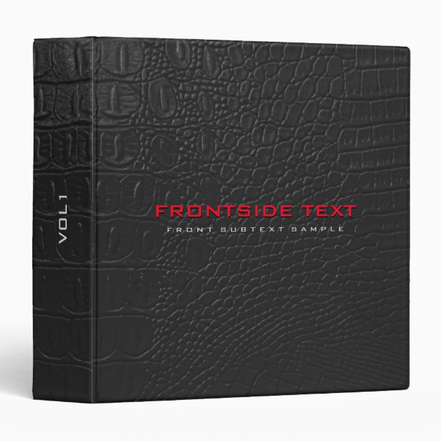 Crocodile Leather Texture Red Letters 3 Ring Binder (Front/Spine)
