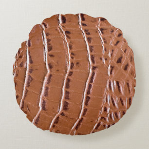 Crocodile leather textured backgroundabstract, ani round pillow