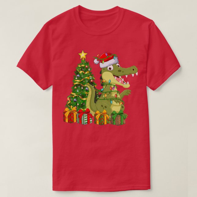 Crocodile Lighting Xmas Tree Matching Crocodile Ch T-Shirt (Design Front)