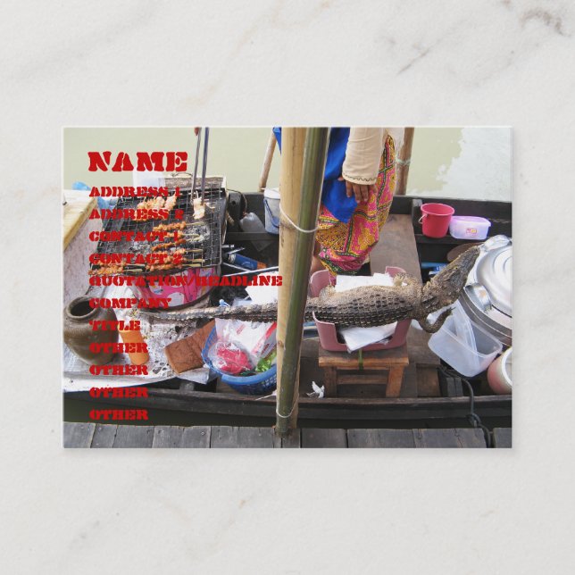 Crocodile Meat BBQ ... Thailand Street Food Business Card (Front)