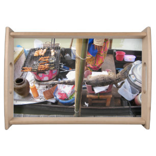 Crocodile Meat BBQ ... Thailand Street Food Serving Tray