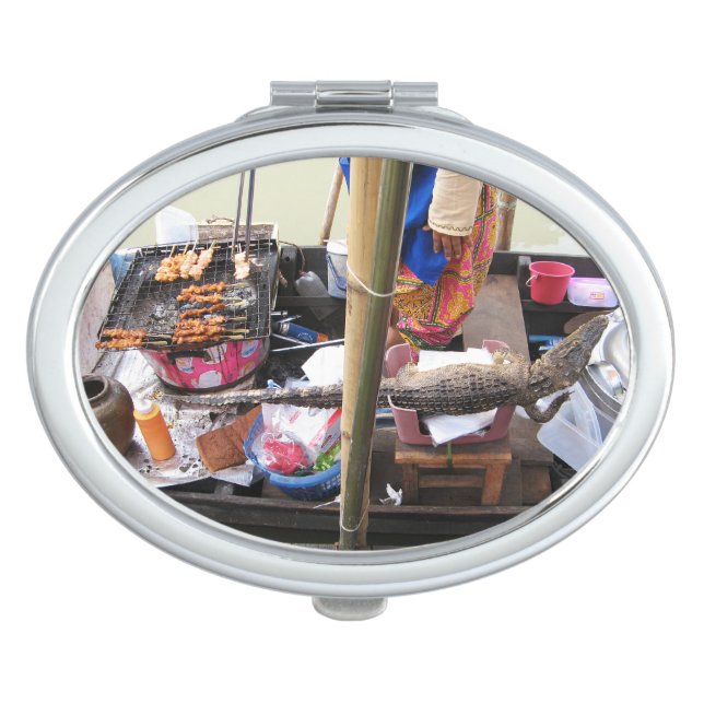Crocodile Meat BBQ ... Thailand Street Food Vanity Mirror (Front)