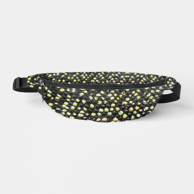 Crocodile Monitor Lizard Skin Pic - black & yellow Fanny Pack (Front)