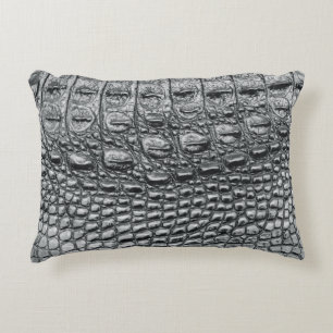 Crocodile Noir: Black Leather Mystique Accent Pillow
