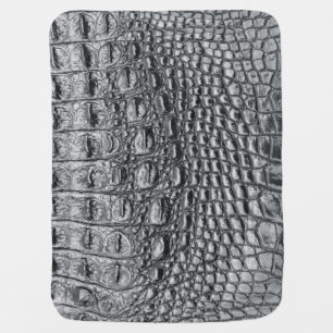 Crocodile Noir: Black Leather Mystique Baby Blanket