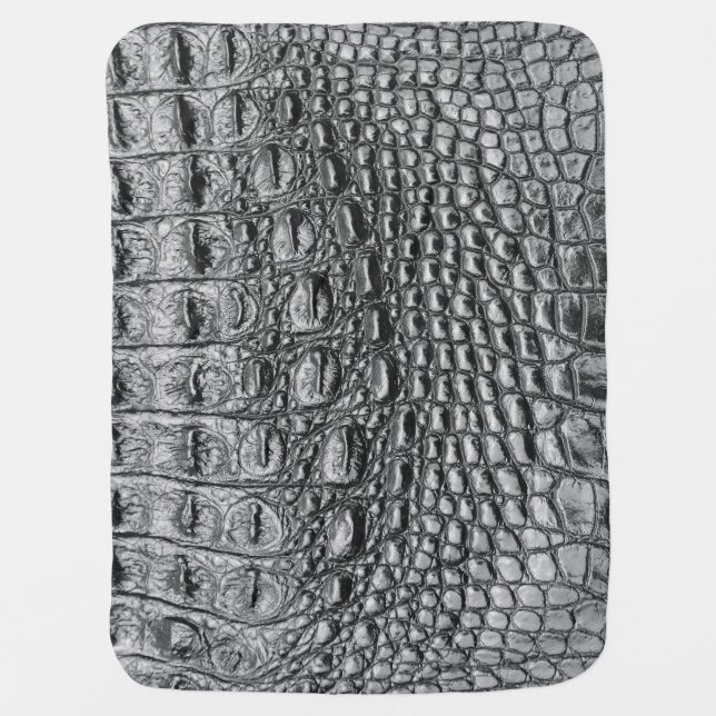 Crocodile Noir: Black Leather Mystique Baby Blanket (Front)