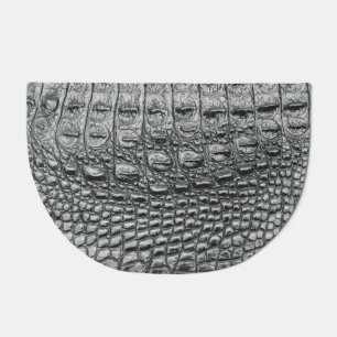 Crocodile Noir: Black Leather Mystique Doormat