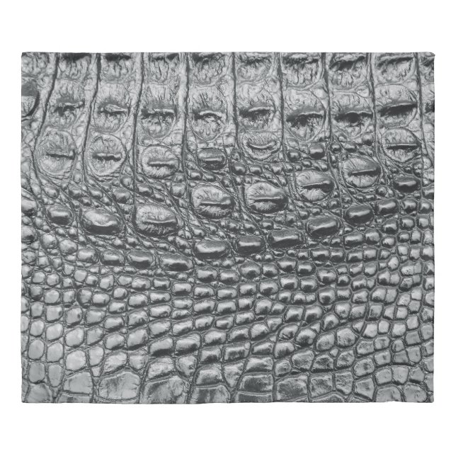 Crocodile Noir: Black Leather Mystique Duvet Cover (Front)